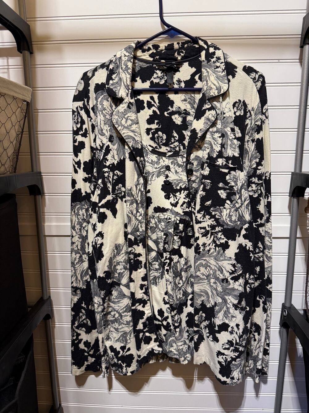 Soma Two Piece Cami & Button Down Top Pajama Set Size L